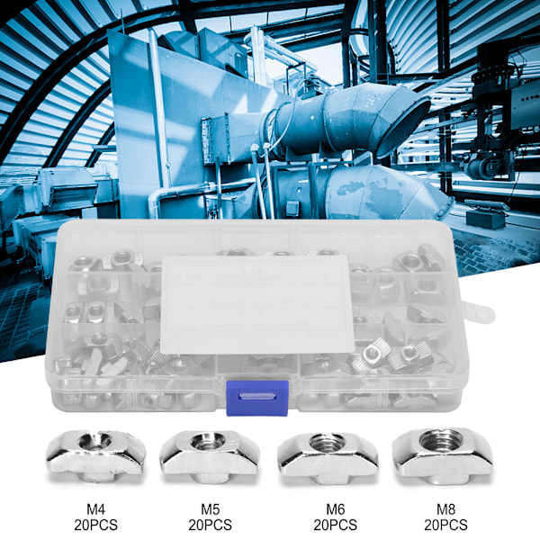 80 st T slits glidmutter M4 M5 M6 M8 hårdvarufästen för 4040 aluminiumprofiler
