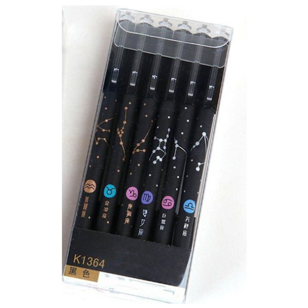 6 stk viskelæderpenne med 20 udskiftelige refill Clip Design Komfortabelt greb viskelæder gelpen med viskelæder Sort