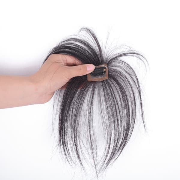 Bangs Hårklämma Verklighetstrogna Kompatibel medfina ansiktskontur 3D Real Human Hair Bangs Mörkbrun