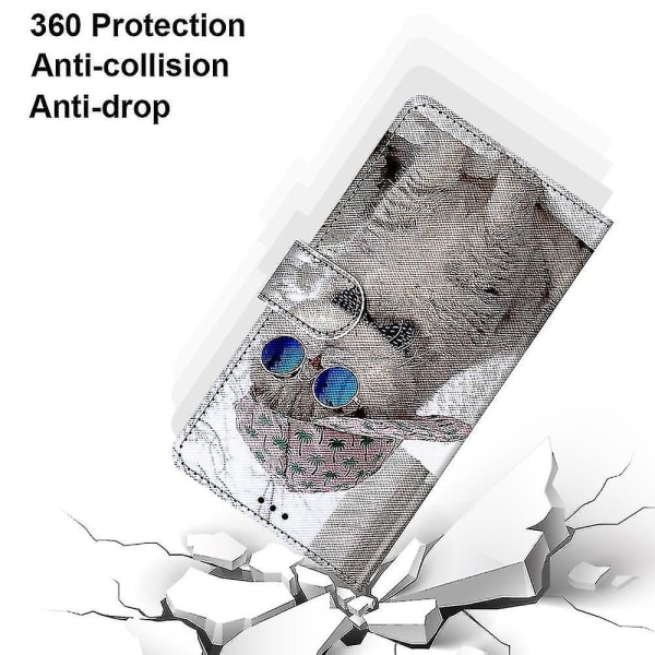 Veske For Iphone 12 Pro Max Creative Pattern Tui Magnetic Card Holder Lommebok - Lion