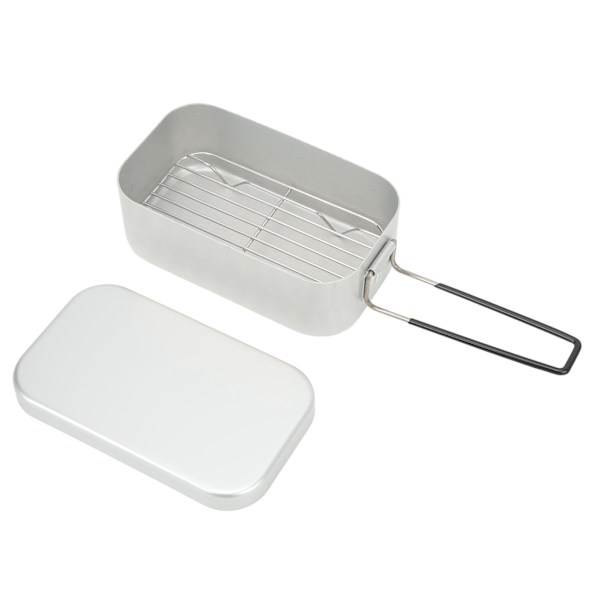 800ML Lunsjboks Aluminiumlegering Foldbar Bærbar Bento-boks med Alkoholbrenner og Oppbevaringsveske for Utendørs Campingpiknik