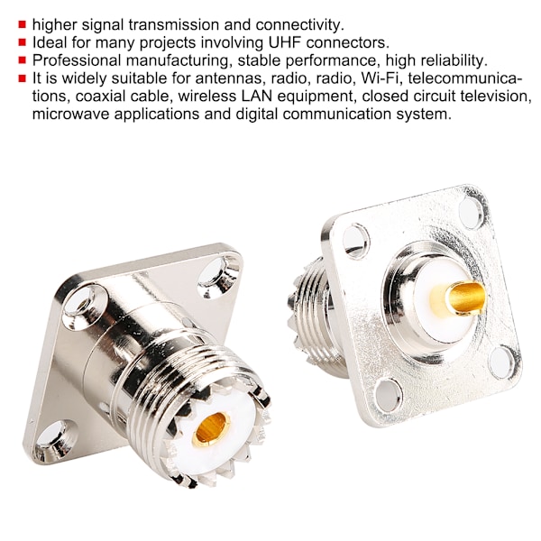 2 UHF naarisoitinta SO239 Messinki 4-reikäinen 50 ohmin adapteriliitin Adapterimuunnin