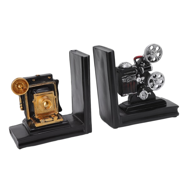 One Pair Shelf Book Ends Movie Projector Designed Resin Bookend Decoration for Study Home Office