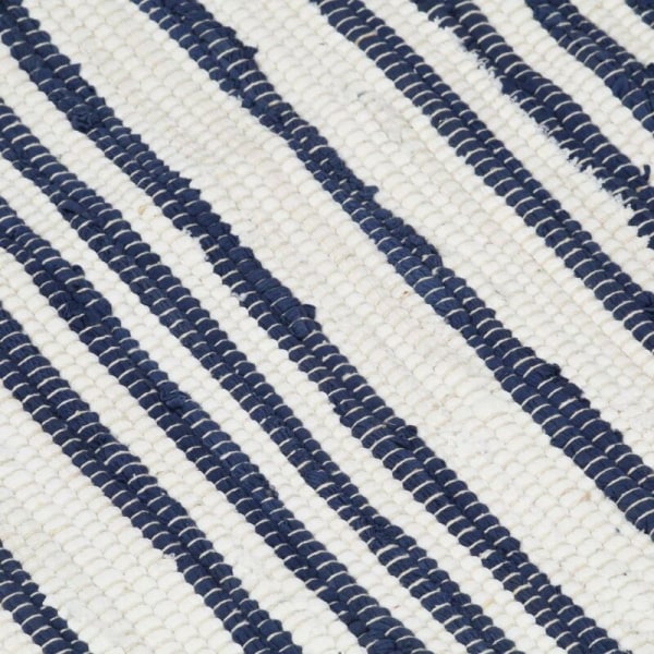 Handvävd chindi matta Bomull 120x170 cm Blå och vit