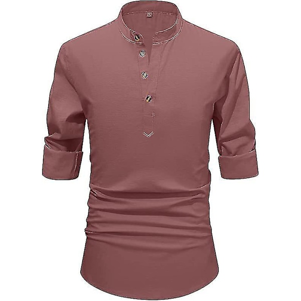 Pellava Henley-rantapaita miehille - XL Punainen