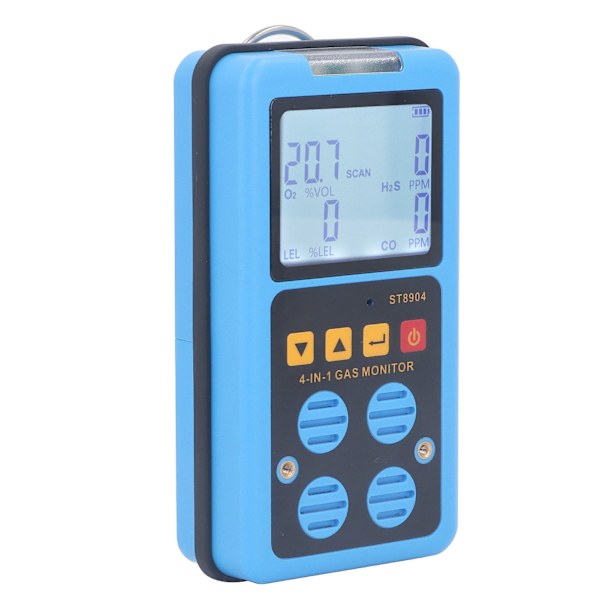 Gasmonitor 4 i 1 CO H2S O2 LEL Exakt mätning Ljud Ljus Vibrationslarm Bakgrundsbelyst display Gasdetektor