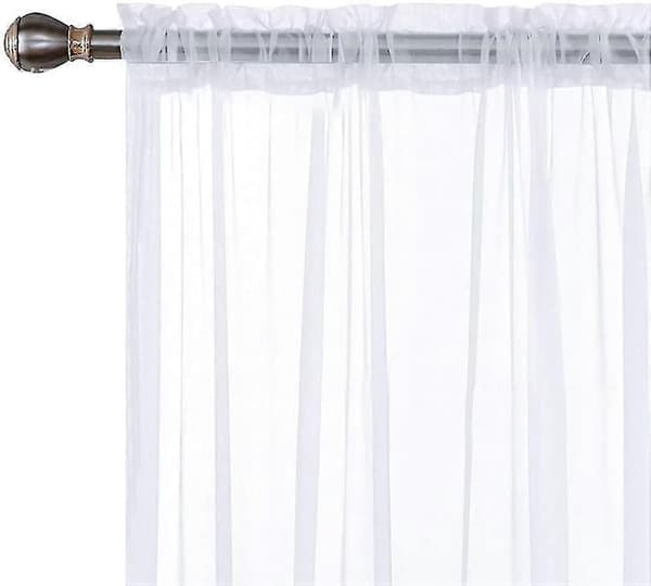 Voilegardiner med volanger i linoptikk transparent White