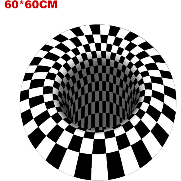 Stereoskopisk cirkulært tæppe 3D illusionstæppe, 60 * 60cm