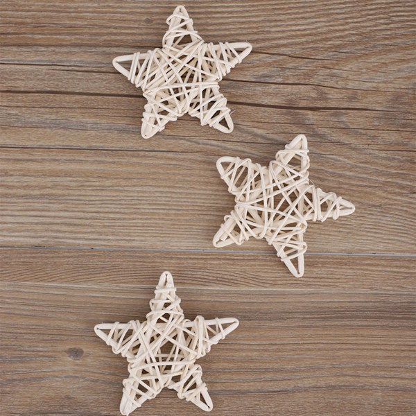 6 st DIY-hantverk naturliga rottingstjärnor för bröllopsfest juldekoration (vit)