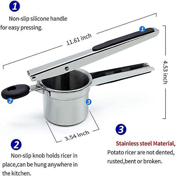Potetmoser og -presse i rustfritt stål - Perfekt for jevn potetmos