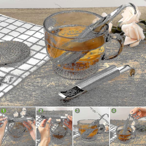 Tesil i rustfritt stål, 2-pakning finmasket tesil med krok, tesil, rustfritt stål for løs te, rose, kaffe, krydder, te
