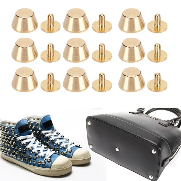 10 stk Fødder Nailhead Håndtaske Bagage Flad Dobbelt 12mm Messingmaterial Læderhåndværk