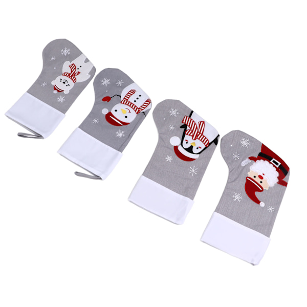4st Julstrumpor Tecknad Penguin Björn Jultomten Snögubbe Print Xmas Strumpor Set för familjehelgens julfest