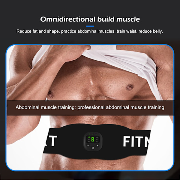 6 moduser Mag- midjetrimmer Ab-muskelstimulatorbelte Flat- og magetrening Toning Massasjeapparat treningsbelte