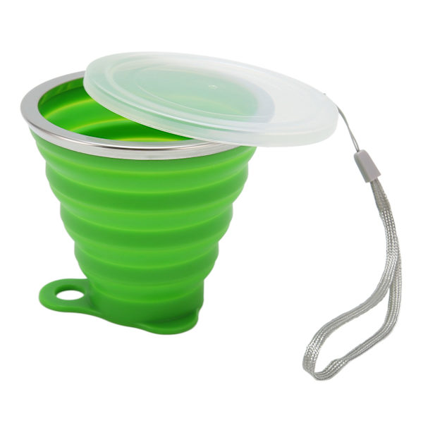 Hopfällbar vattenkopp 270 ml livsmedelsklassad silikon flexibel bärbar hopfällbar campingkopp för resekontor utomhus grön