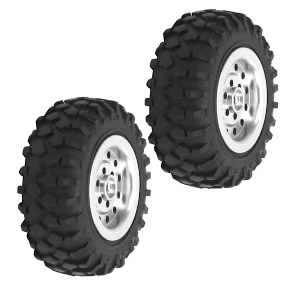 55 mm/2,2 tum RC lastbilsdäck med skruv Aluminiumlegering Gummi Antisladd för WPL D12 1/10(Silver S)