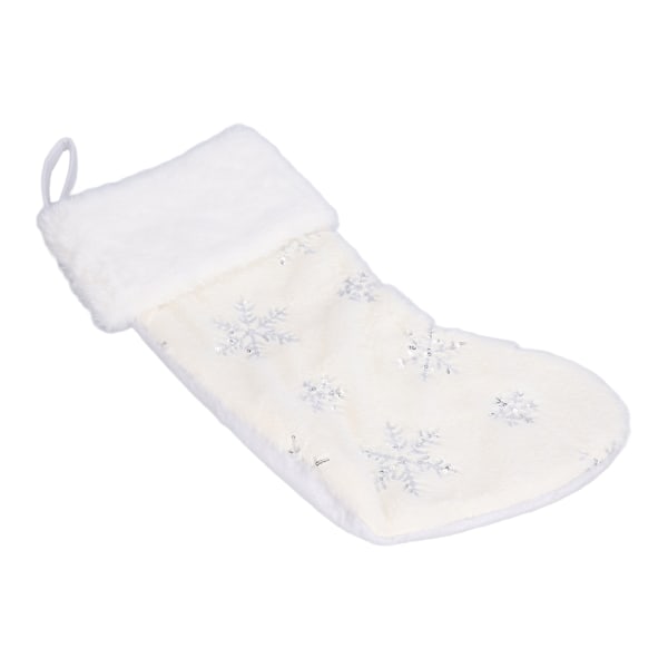 Polyester julstrumpa hängsmycke med broderi snöflinga mönster julgran dekoration prydnad Silver