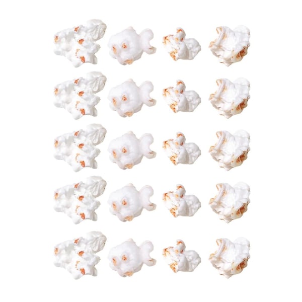 Simulering Popcorn Charms Resin Popcorn dekorationer til smykkefremstilling 20 stk white