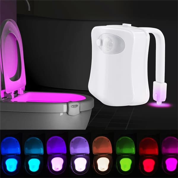 8 Farver Kropssensor Automatisk LED Toilet Natlampe Toiletskål Badeværelseslys