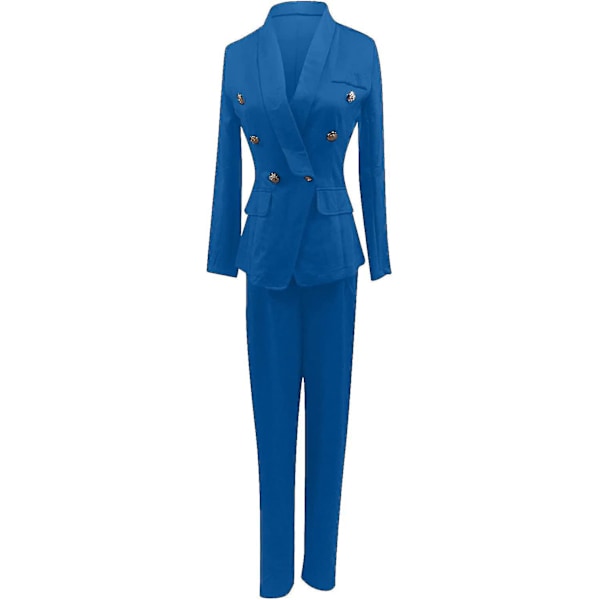 Blå 2-delad affärsdräkt för kvinnor - Blazer med byxor