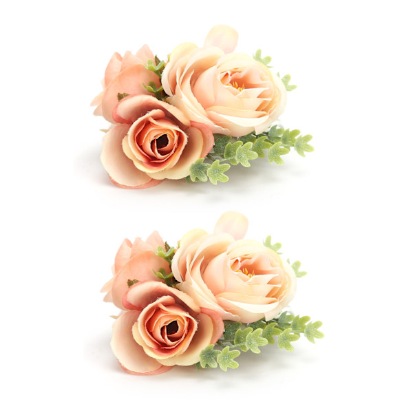 2 stk/pose Brudesvenninne håndledsblume kunstig håndblomst for bryllupsdag Cocktailparty Orange