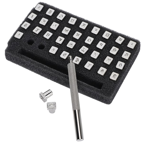 36 stk Læder Stempler Mønster Antal Alfabet Punch Carving 1st Håndtag Craft DIY Værktøj 3,5 mm