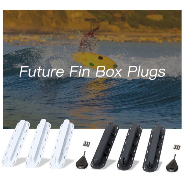 Sett med 3 boksplugger Future Tri Fins Fin Base SUP Skrue Surf Fins Plugger Sett Extra Thin Key Finskrue, modell: Svart