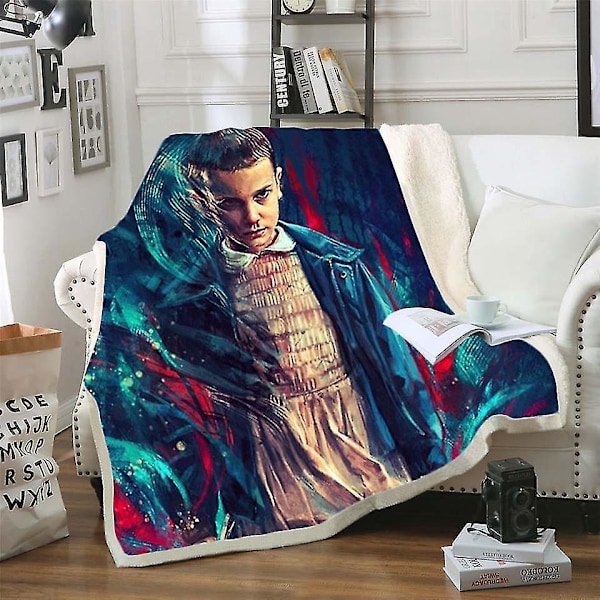3D-trykt Stranger Things Plys Fleece Tæppe - Vaskbart Dyne 70*100
