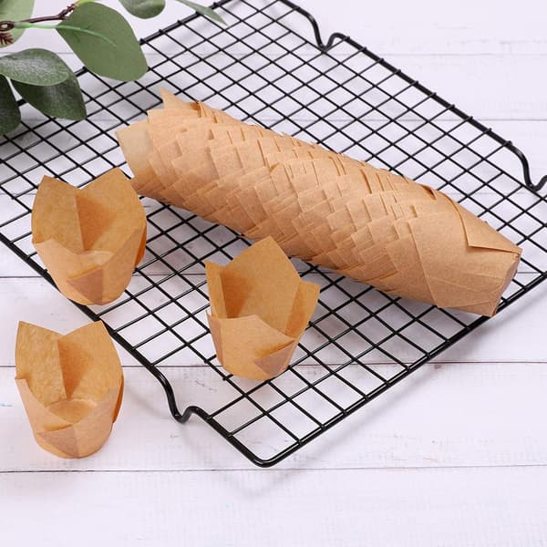150 stk. Mini Bakekopper Tulipan Bakekopper Cupcake Liners Muffins Liners Kompatibel med bryllupsbursdagsfester