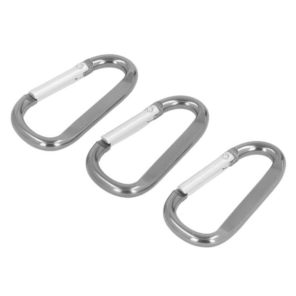 3 stk D-karabiner i aluminiumlegering, snap-krok, høy styrke, fjellklatring, nøkkelring, karabinerklips