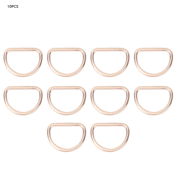15mm 10ST D-ringe Justeringsøje Legering d-ring til Taske Tøj Bæltestrop Webbing (Guld)