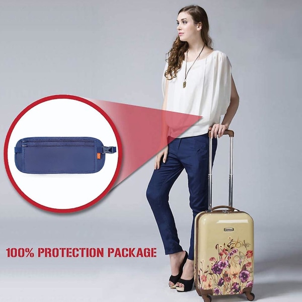 Pengarbälte för resor - smal passhållare resepåse för att skydda dina viktiga papper och pengar Royal blue
