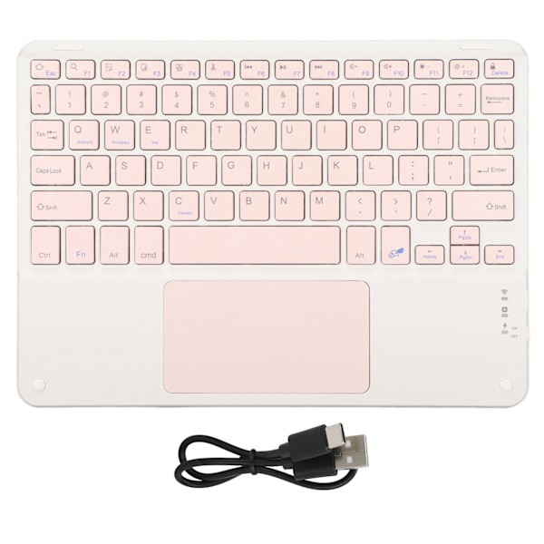 Trådløst tastatur med touchpad Lav støj Quadrate Keycap 10 tommer Rosa multifunktionelt trådløst tastatur til bærbare telefoner