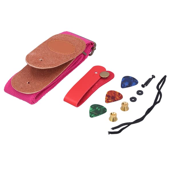 【NX】Gitarrrem Halsbälte Celluloidplockar med monteringsdelar Stränginstrumenttillbehör Rosa