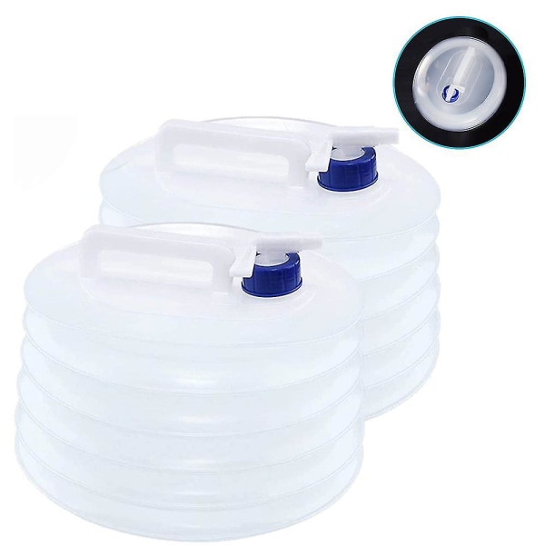 2 st hopfällbar vattenbehållare, premium bärbar vattenförvaring 8L