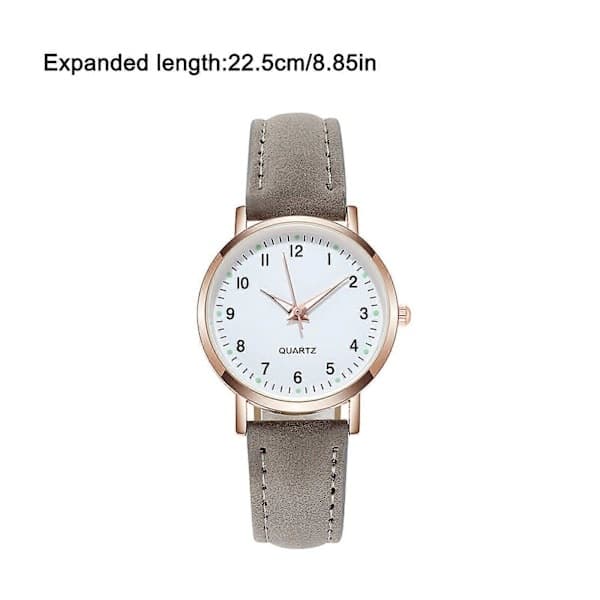 Dame Quartz Analog Armbåndsur Grå, Mode Læderrem Dameur Klassisk Casual Stil Grå[NX] Grey