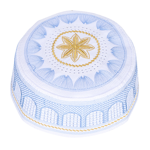 Muslimshatt Islamisk tillbedjan Bön Broderi Saudiarabien Huvudbonader Polyester Bomull Blå58