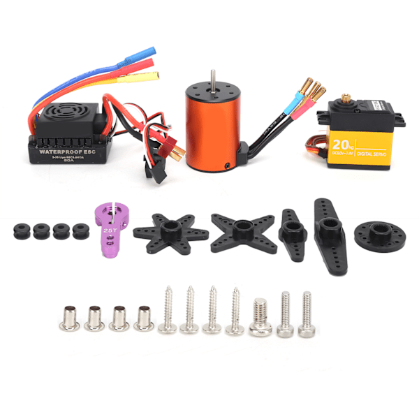 Uppgraderad Vattentät 3650 3100KV Borstlös Motor 60A ESC 20KG Servo Kit för 1/10 RC Bil