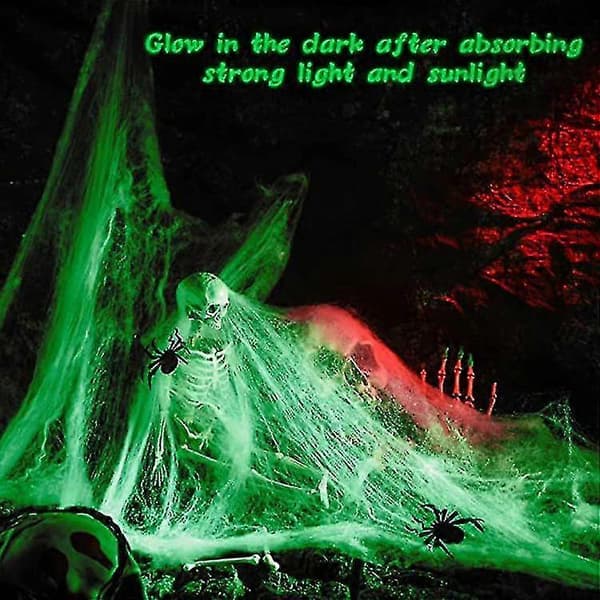 Lysende Halloween-spindelvev Halloween-kunstig spindelvev Halloween-dekorasjon