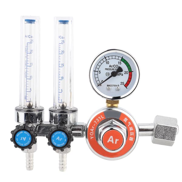 【NX】Argon tryckregulator zinklegering dubbelrör invändig gänga G5/8in svetsutrustning