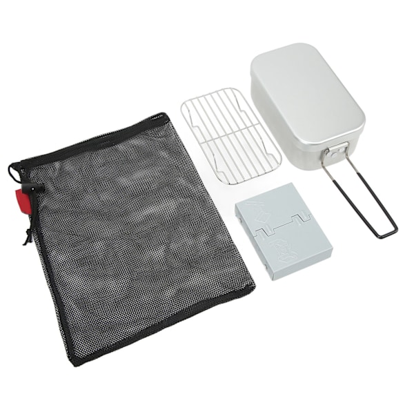 800ML Lunsjboks Aluminiumlegering Foldbar Bærbar Bento-boks med Alkoholbrenner og Oppbevaringsveske for Utendørs Campingpiknik