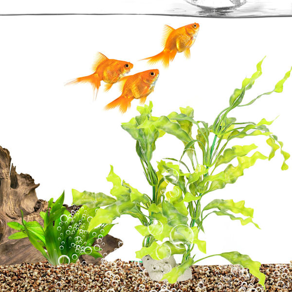 Plast Akvarium Simulering Tang Græs Kunstige Vandplanter Fiskekummer Landskabsdekoration med Hvid Base7945 Tang Græs Hvid Base