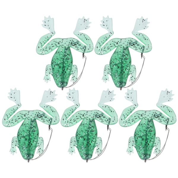 5 st Artificiell Simulering Transparent Grön Enkelkrok Mjukt lockbete Antihängande