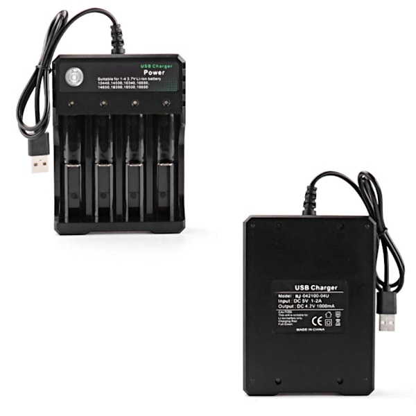 4-plasser Universal USB Smart Batterilader for 18650 oppladbart batteri