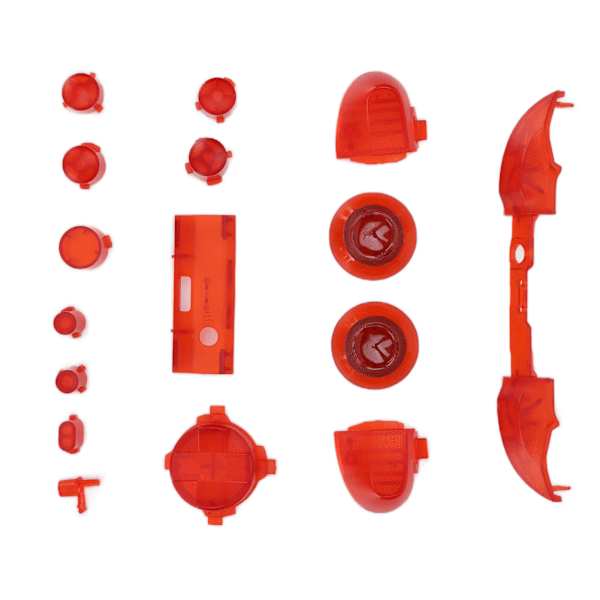 Full Buttons Mod Kit Trigger Full Trigger Modulsett for XBOX Series X for XBOX Series S Kontroller Transparent Rød