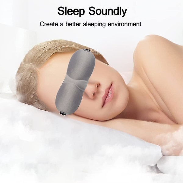 Sömnmaskpaket med 3, ljusblockerande 3d-ögonmasker för sömn, ögonbindel för sidosövare Gray