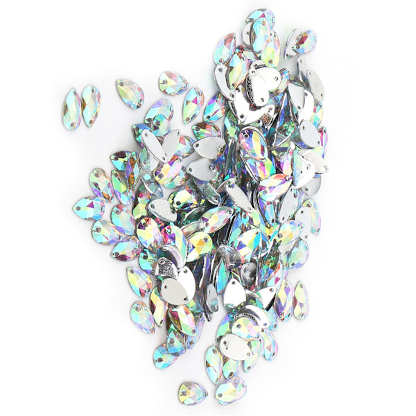 200 st Drop Shape Resin Flatback sömnad Rhinestone med dubbla hål dekoration (flerfärgad)