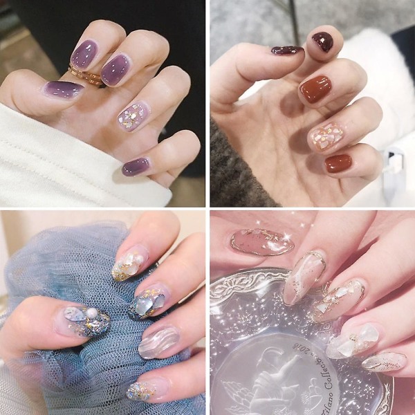 Falska nagelspetsar, långa falska naglar, klara abs utan veck Fake nagelförlängningar, fyrkantiga, runda och mandelformer för nagelsalong och gör-det-själv nail art water drop tip