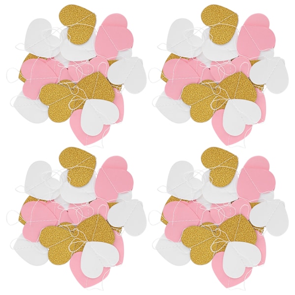 4 stk. Papirguirlande Hængende Dekoration Guirlande til Jubilæum Bryllup Valentinsdag (Hjerte 7,8 cm 3,1 tommer)