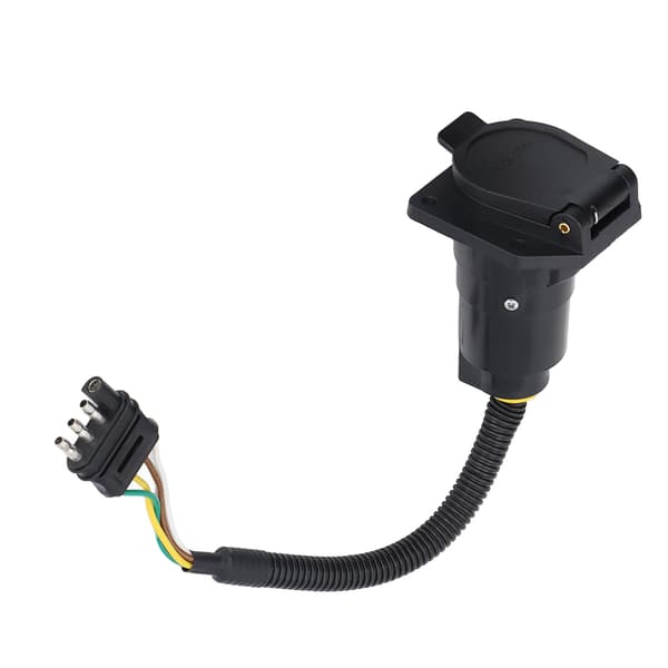 4-pins til 7-pins Tilhengerpluggadapter Svart Tilhengerkontakt Adapter Passer til alle amerikanske tilhengerplugger